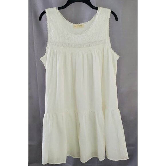 Lucky Brand White Boho Sleeveless Tunic Dress – Flowy & Feminine Summer Outfit L - Picture 1 of 3